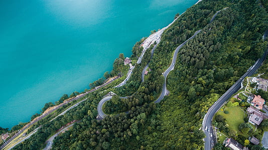 eagle eye view of body of water and trees thumbnail