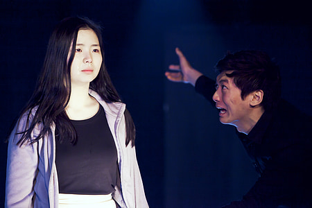 man looking at woman's face thumbnail
