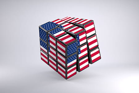 U.S.A. flag-themed 3 by 3 Rubik's cube thumbnail