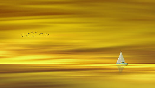 white sailboat with yellow background thumbnail