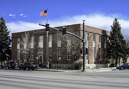 Post office, corner of Broadway and Main in Riverton, Wyoming thumbnail