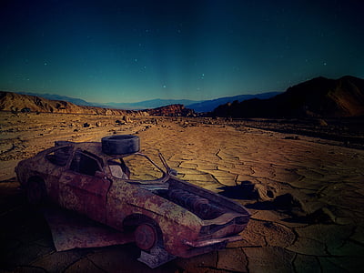 classic brown coupe on desert painting thumbnail