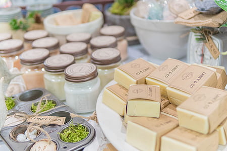selective focus photography of square beige soap lot thumbnail