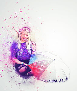 woman with umbrella painting thumbnail