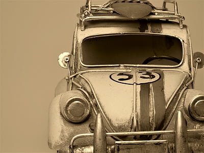 grayscale photography of #53 Volkswagen Beetle thumbnail