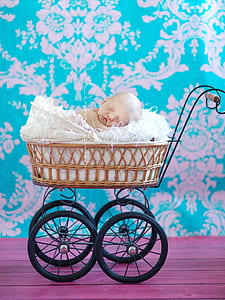 baby on brown and black pram thumbnail