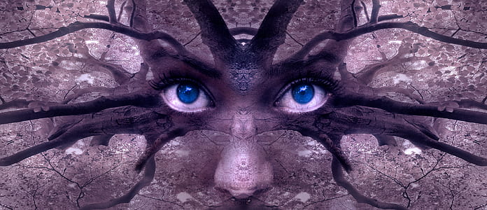 human face with crack background digital photo thumbnail