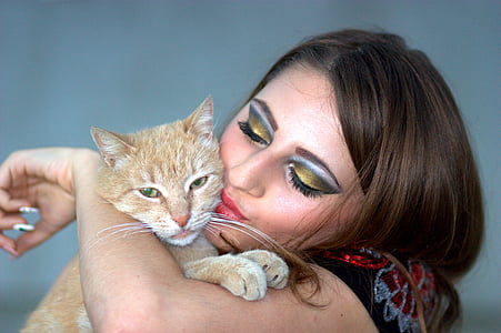 woman kissing orange tabby kitten thumbnail