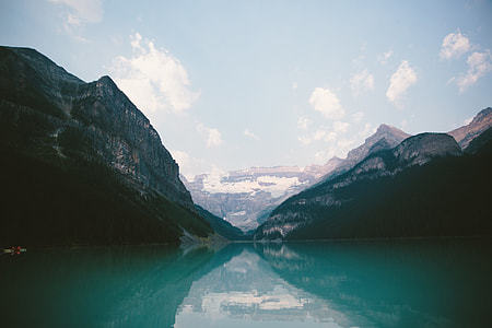green lake in midst of mountain thumbnail