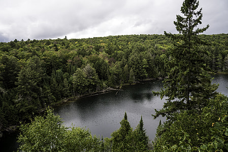 Forest and landscape and lake from Hemlock Bluff at Algonquin Provincial Park, Ontario thumbnail
