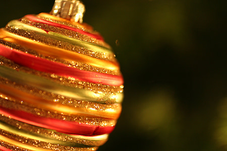 shallow focus photo of red and gold bauble thumbnail