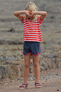 girl wearing red and white striped top on outdoor thumbnail