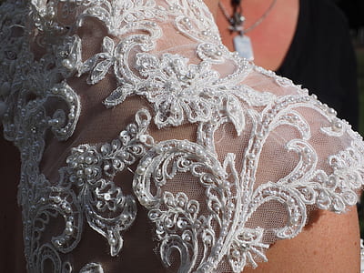 white lace lined floral dress thumbnail