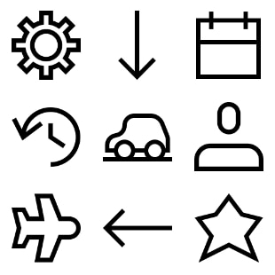 Airline Flight Booking Mobile App svg vector icon sets