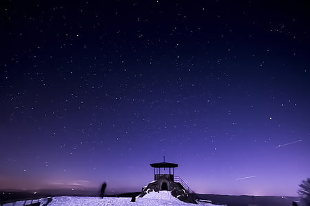 gazebo under sky with shooting stars thumbnail