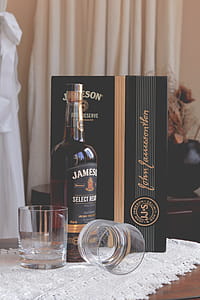 Jameson Select Bottle Near Clear Glass Drinking Cups and Box thumbnail