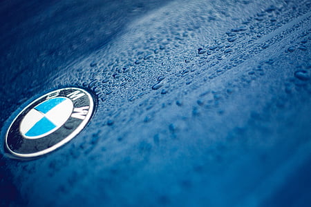 bmw, blue, vehicle, car, droplets, rain thumbnail