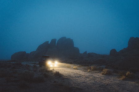 Early morning, Alabama Hills, rock, headlights thumbnail