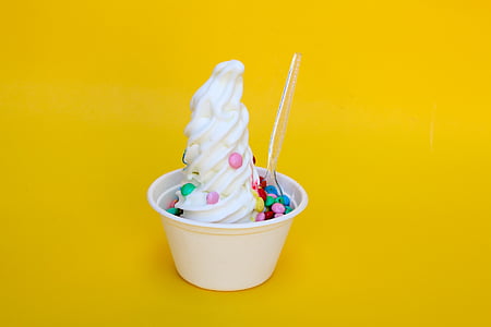vanilla ice cream serving in white paper bowl thumbnail