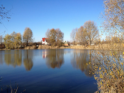 Pond and Houses landscape in Ukraine thumbnail