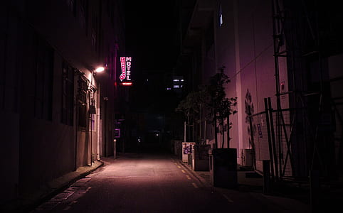 road during night time with light post thumbnail