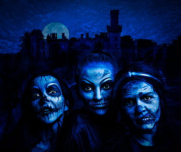 three women with painted faces digital wallpaper thumbnail
