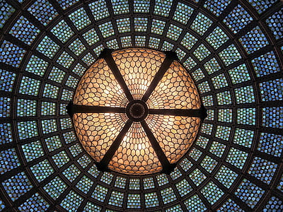 brown and blue mosaic glass dome light thumbnail
