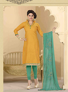 woman in yellow salwar kameez dress thumbnail