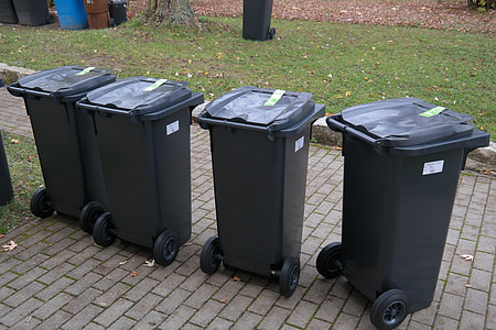 four black plastic bins thumbnail