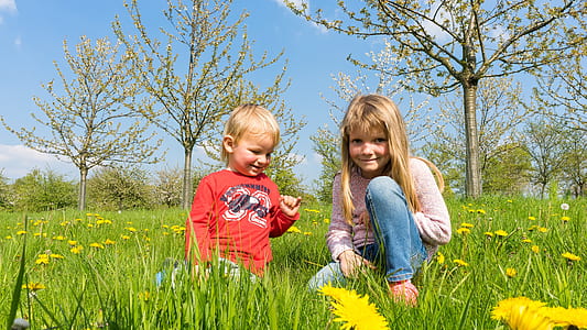 photo of girl and boy sitting on grass thumbnail