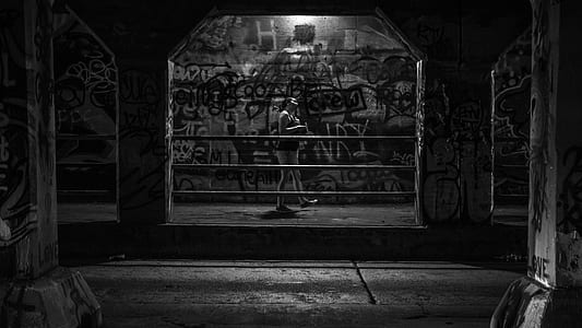 light, black-and-white, person, art thumbnail
