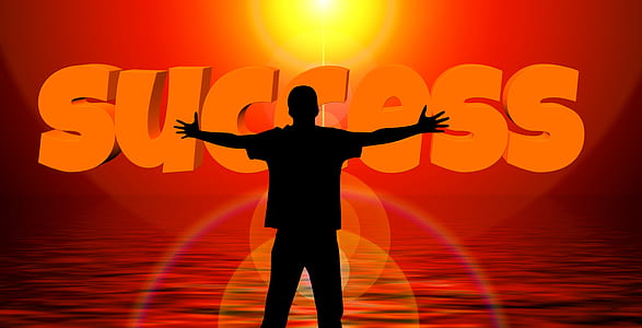 silhouette of man raising hands success logo thumbnail