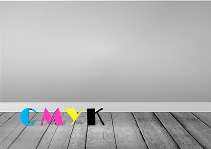 blue, yellow, and black CMYK freestanding word decor thumbnail