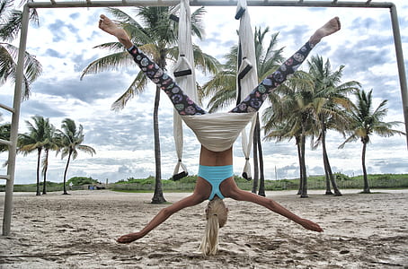 Woman Doing Anti-Gravity Yoga thumbnail