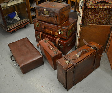 brown leather suitcase lot thumbnail