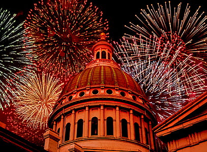 time lapse photography of fireworks above dome building thumbnail