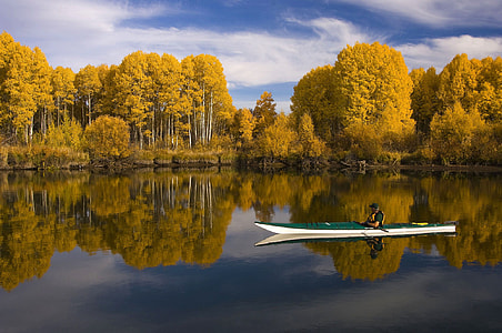 Lake, Kayaker and Landscape in the fall thumbnail