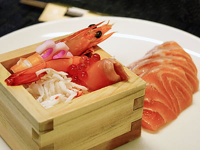 sushi and prawn on white plate thumbnail