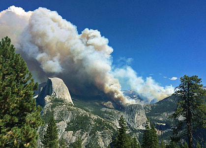 Meadow wildfire in the landscape of Yosemite Valley, California thumbnail