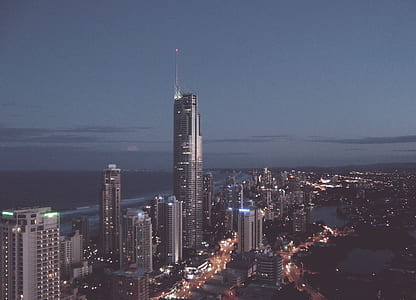 city, sky, lights, night thumbnail