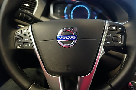 black Volvo steering wheel thumbnail