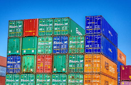 pile of assorted-color intermodal containers thumbnail
