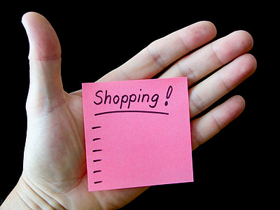shopping sticky note on person's palm thumbnail