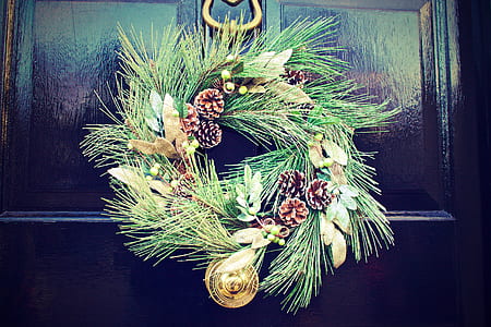 winter, door, decoration, christmas thumbnail