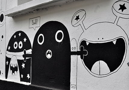 black and white monsters graffiti thumbnail