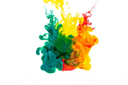 Green Orange And Yellow Ink Photo thumbnail