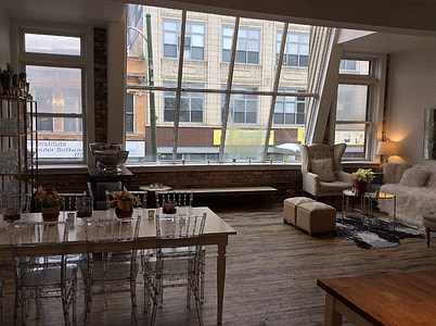 rectangular brown wooden dining table and acrylic chairs thumbnail
