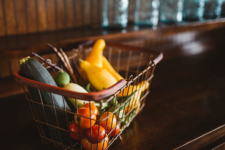 variety of vegetables in rectangular gray basket thumbnail