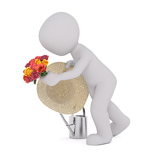 3D person holding flowers illustration thumbnail