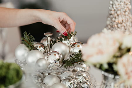 Silver Christmas decorations thumbnail